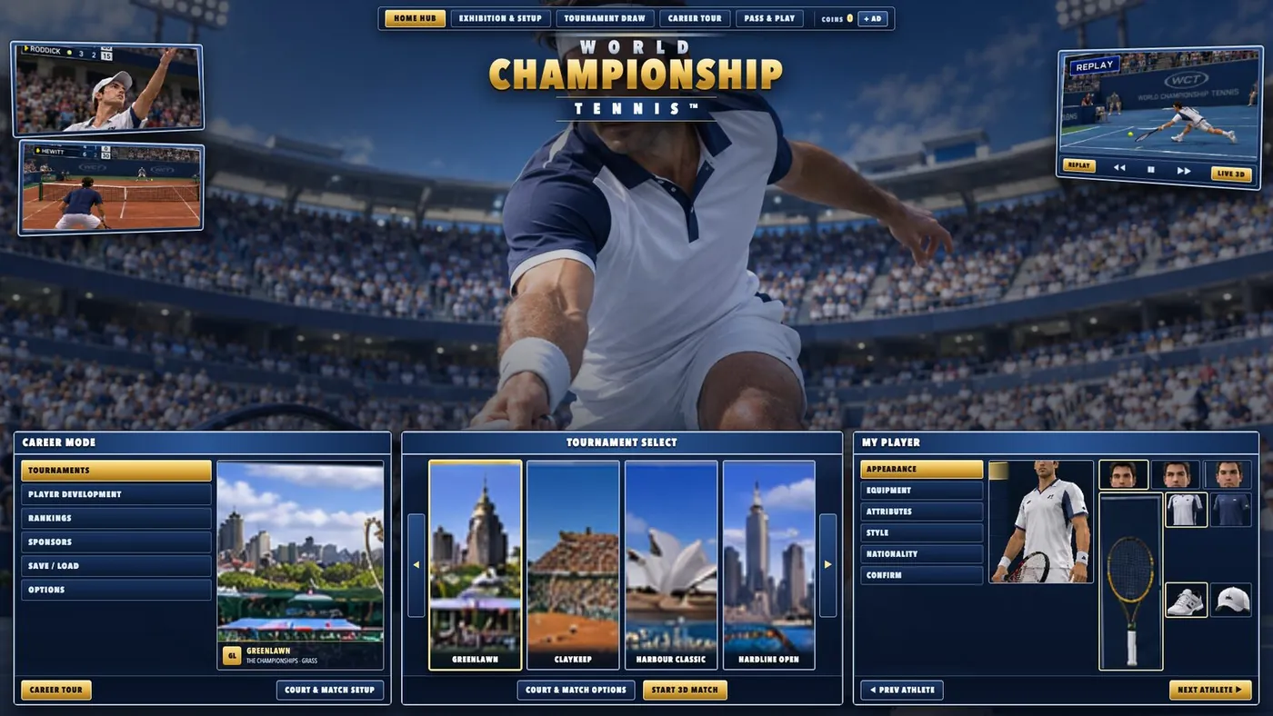 Tennis home menu