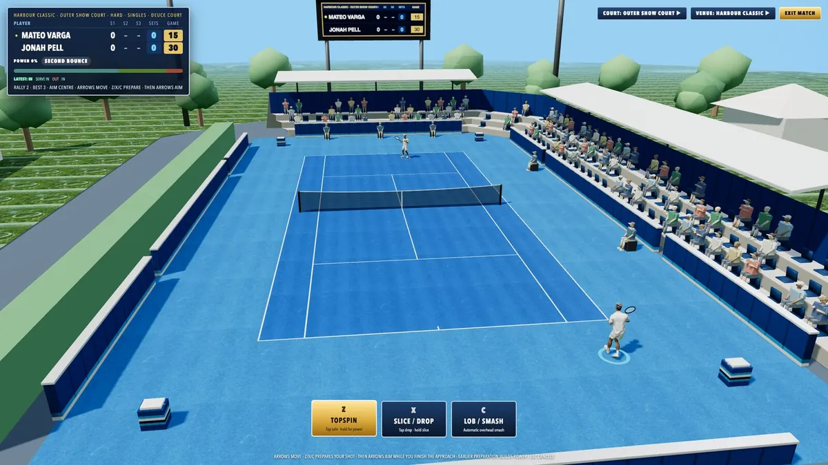 Tennis on a hard court